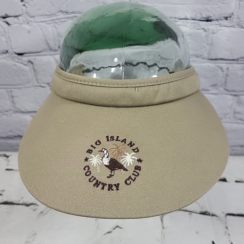 Vintage Big Island‎ Country Club Visor Unisex Tan Stretchback Golf Sun Cap USA